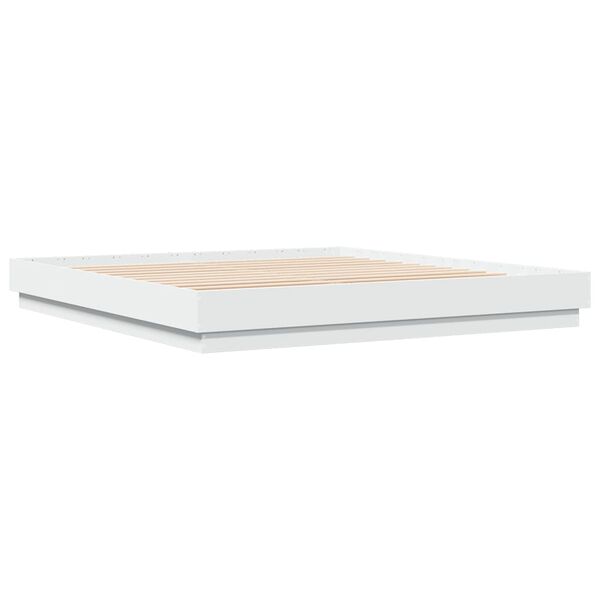 vidaXL Bed Frame with LED without Mattress White 180x200 cm Super King