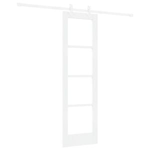 vidaXL Sliding Door White 61 x 198.5 cm Solid Pine Wood and Glass