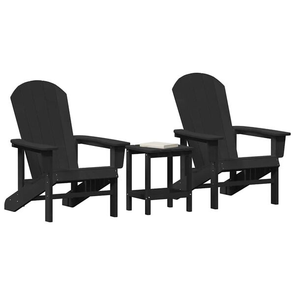vidaXL Garden Chair 3 pcs Black Polyethylene