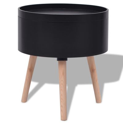 vidaXL Side Table with Serving Tray Round 39.5x44.5 cm Black