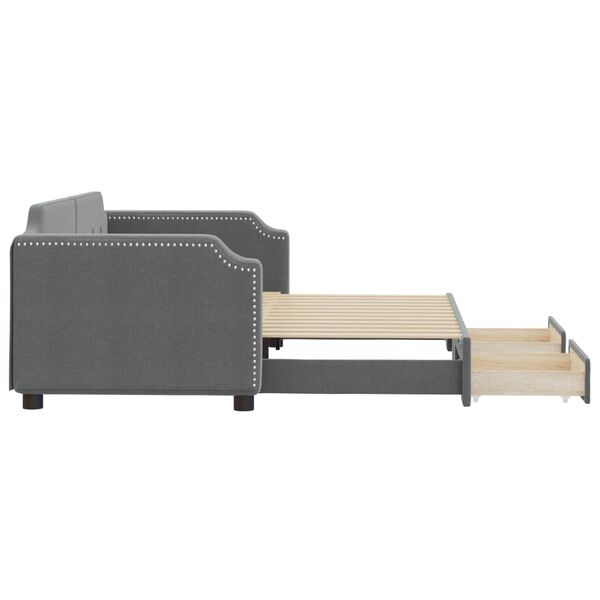 vidaXL Daybed with Trundle&Drawers without Mattress Dark Grey 90x190 cm Single