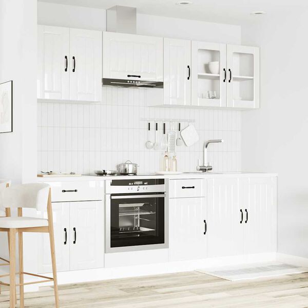 vidaXL 8 Piece Kitchen Cabinet Set Lucca High Gloss White Engineered Wood