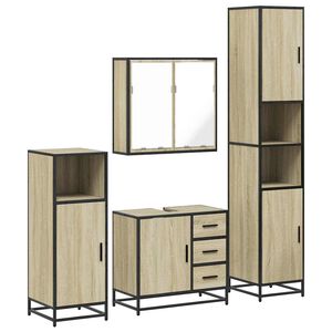 vidaXL 4&nbsp;Piece Bathroom Furniture Set&nbsp;Sonoma Oak Engineered Wood