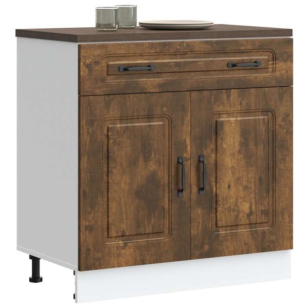 vidaXL Kitchen Base Cabinet Kalmar Smoked Oak Engineered Wood