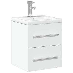 vidaXL Bathroom Sink Cabinet with Built-in Basin White