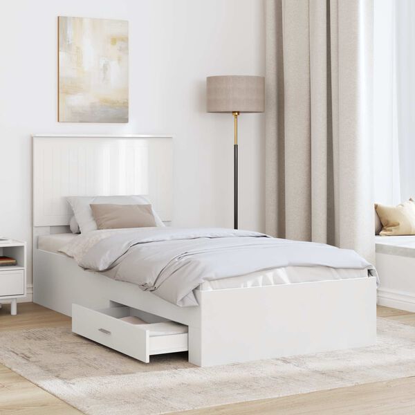 vidaXL Bed Frame with Headboard White 90 x 190 cm Engineered Wood
