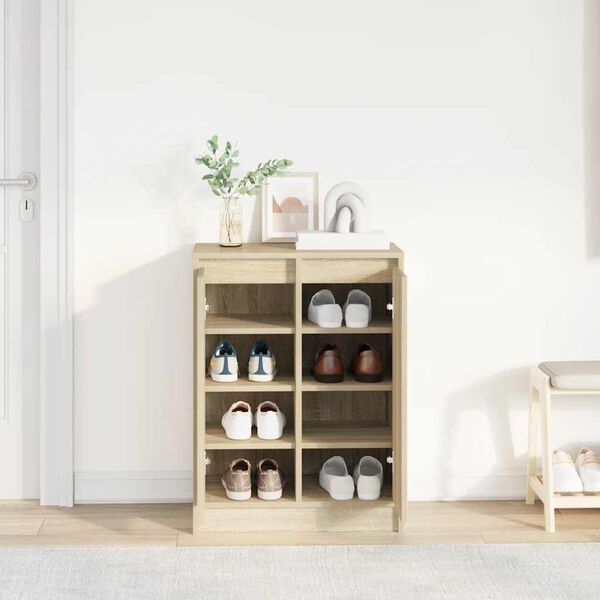 vidaXL Shoe Cabinet Sonoma Oak 57x34x76 cm Engineered Wood