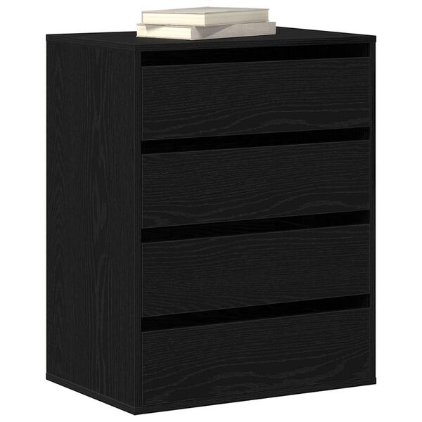vidaXL Drawer Cabinet Black 60 x 41 x 76 cm Engineered Wood