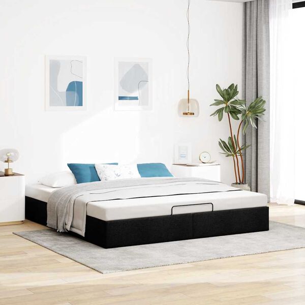 vidaXL Ottoman Bed Frame without Mattress Black Super King Fabric