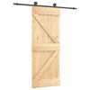 vidaXL Sliding Door Natural and Black 70 x 210 cm Solid Pine Wood