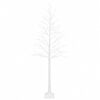 vidaXL Birch Christmas Tree White 25 x 25 x 240 cm Plastic 493 LEDs