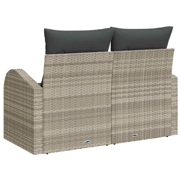 vidaXL Garden Sofa Light Grey 124 x 62 x 69cm Poly Rattan