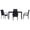 vidaXL Garden Dining Set 5 pcs Black Powder-Coated Steel