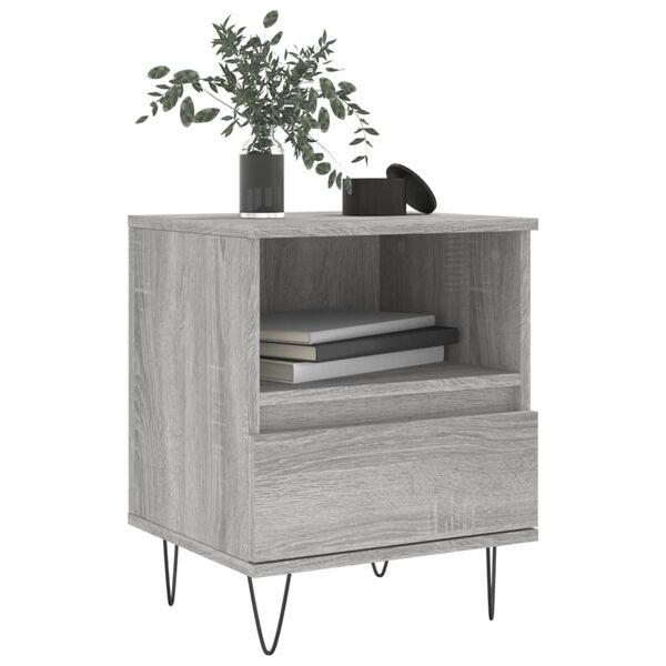 vidaXL Bedside Cabinet Grey Sonoma 40x35x50 cm Engineered Wood