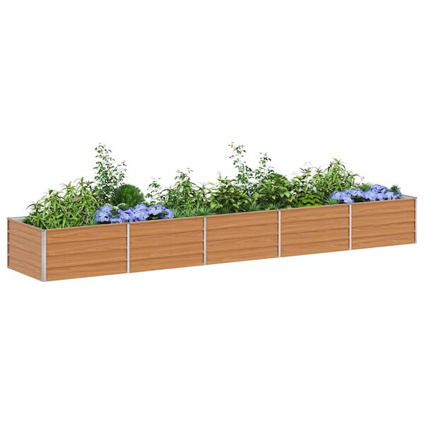 vidaXL Garden Raised Bed Light Brown 400 x 80 x 45 cm Galvanised Steel