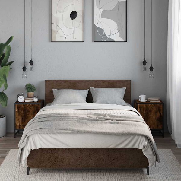 vidaXL Bedside Cabinets 2 pcs Smoked Oak 40x31x50 cm Engineered Wood and Metal
