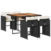 vidaXL 5 Piece Garden Dining Set with Cushions Black Poly Rattan