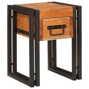 vidaXL End Table Brown and Black 30 x 30 x 40 cm Solid Acacia Wood