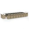vidaXL 21 Piece Garden Dining Set with Cushions Beige Poly Rattan