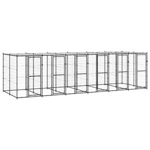 vidaXL Outdoor Dog Kennel Steel with Roof 14.52 m&sup2;