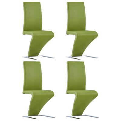 vidaXL Dining Chairs with Zigzag Shape 4 pcs Green Faux Leather