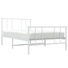 vidaXL Metal Bed Frame without Mattress with Footboard White 80x200cm