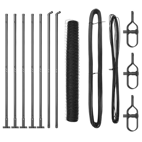 vidaXL Fence Post Grey 10 x 1.2 m (36 mm mesh) Steel and PVC