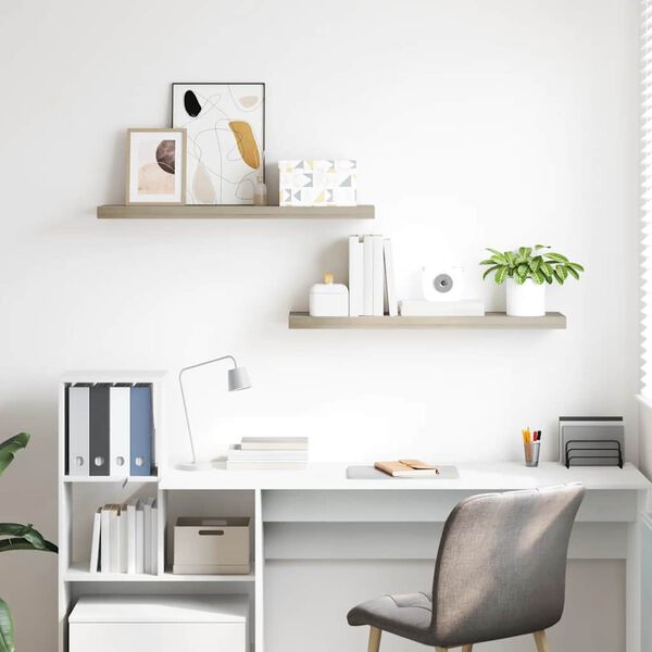 vidaXL Floating Wall Shelves 2 pcs Oak 90x23.5x3.8 cm MDF