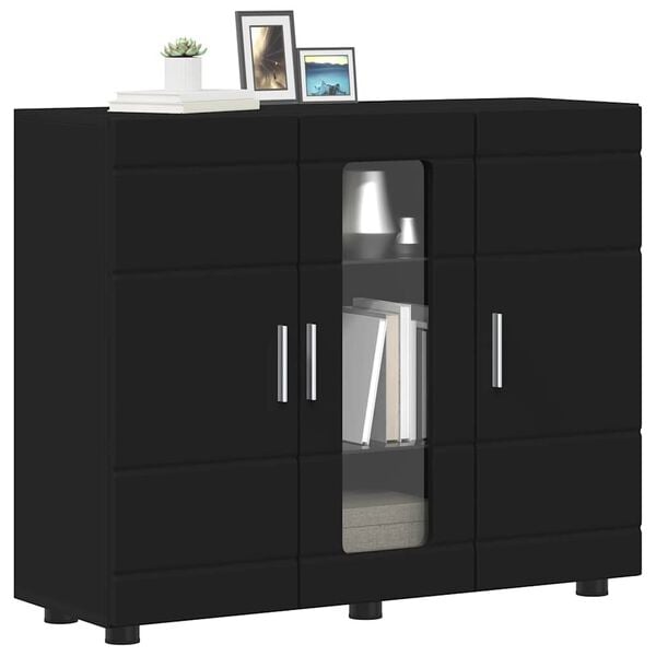 vidaXL Wooden Cabinet Black 88.5 x 30.5 x 73 cm Engineered Wood