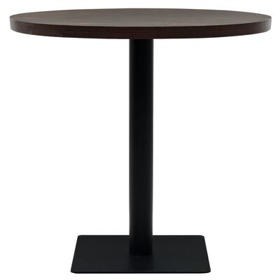 vidaXL Bistro Table MDF and Steel Round 80x75 cm Dark Ash