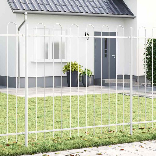 vidaXL Garden Fence 5 pcs White 8.5 x 1.5 m Powder-coated Steel