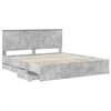 vidaXL Bed Frame with Drawer Concrete Grey 200 x 200 cm Engineer Wood