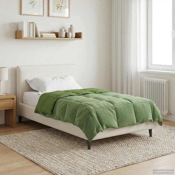 vidaXL Summer Duvet Quilted Green 155 x 200 cm Microfiber