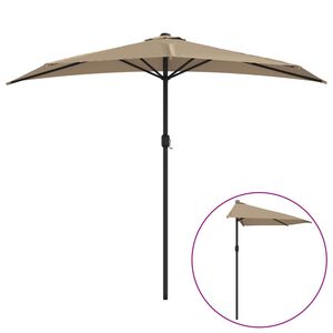 vidaXL Garden Parasol with Aluminium Pole Taupe 270x144 cm Half
