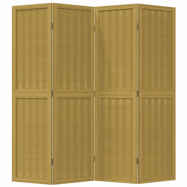 vidaXL Room Divider 4 Panels Brown Solid Wood Paulownia