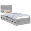 vidaXL Bed Frame with Drawer Grey Sonoma 90 x 200 cm Engineer Wood