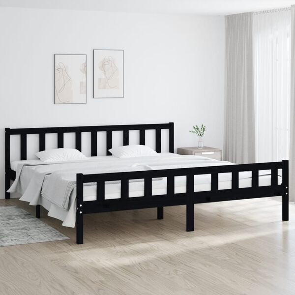 vidaXL Bed Frame without Mattress Black Solid Wood 200x200 cm