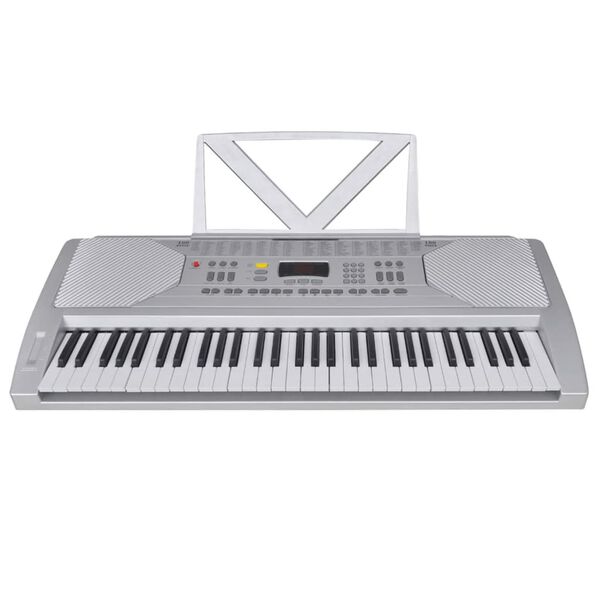 vidaXL 61-Key Electric Keyboard Set Silver and Black