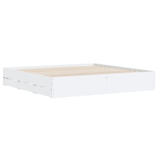 vidaXL Bed Frame with Drawers without Mattress White 160x200 cm
