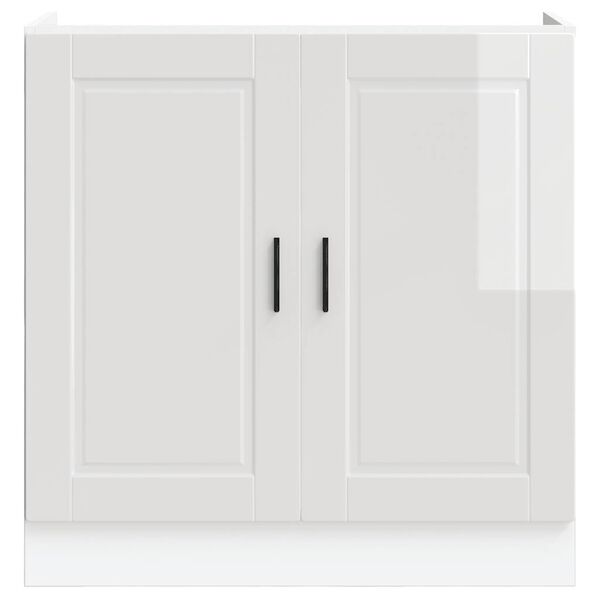 vidaXL Sink Base Cabinet "Porto" High Gloss White 80x46x81.5 cm Engineered Wood