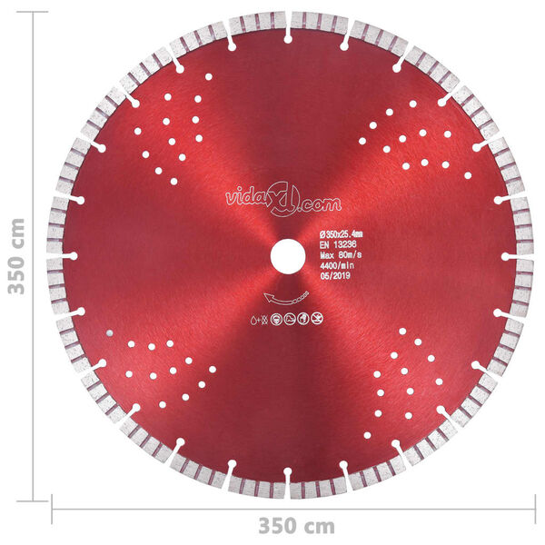 vidaXL Diamond Cutting Disc with Turbo and Holes Steel 350 mm