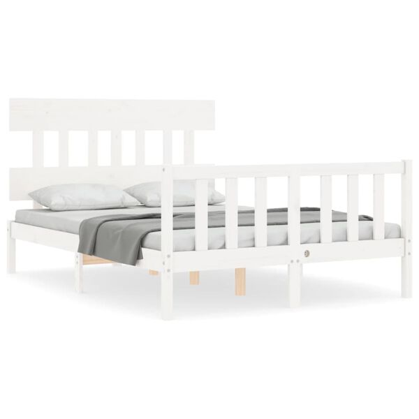 vidaXL Bed Frame without Mattress White Small Double Solid Wood Pine