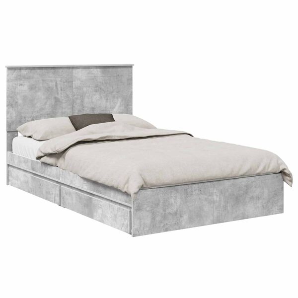 vidaXL Storage Bed Concrete Grey 135 x 190 cm Engineered Wood