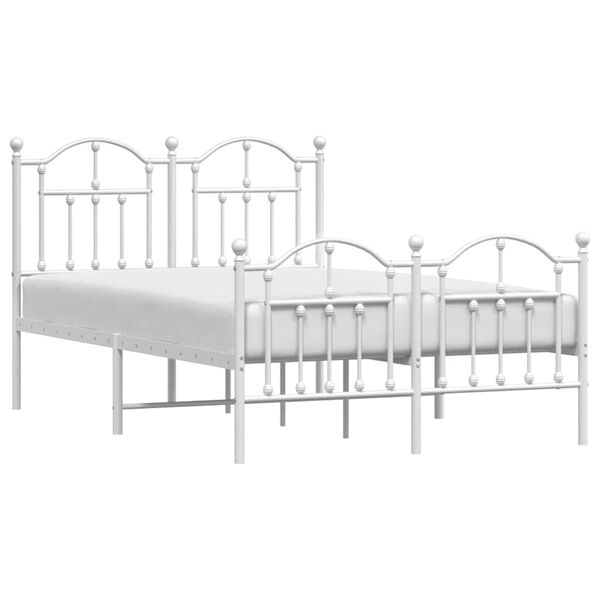 vidaXL Metal Bed Frame without Mattress with Footboard White 120x190cm