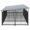 vidaXL Outdoor Dog Kennel with Roof Steel 7.51 m&sup2;