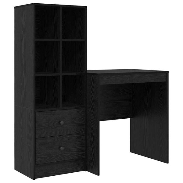 vidaXL Desk with Drawer 2 pcs Black Oak
