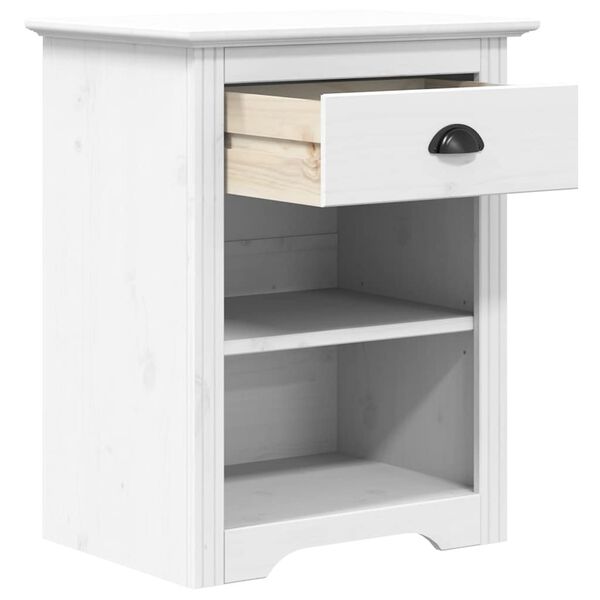 vidaXL Bedside Cabinet BODO White 53x38.5x66 cm Solid Wood Pine