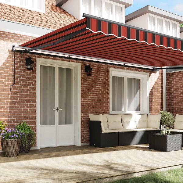 vidaXL Retractable Awning Manual Orange and brown 500 x 300 cm