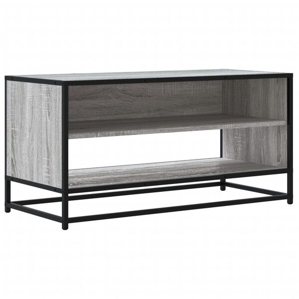 vidaXL TV Cabinet Grey Sonoma 91x40x46 cm Engineered Wood and Metal