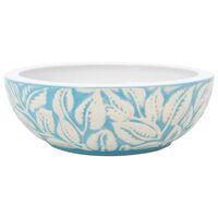 vidaXL Countertop Basin White and Blue Round Φ41x14 cm Ceramic